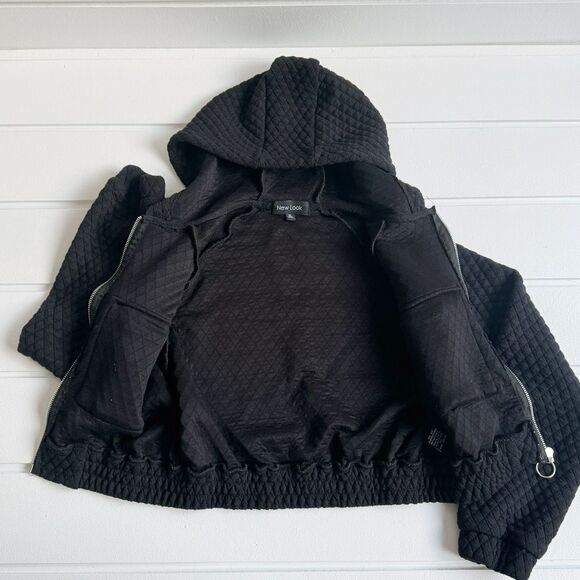 New Look Women's/Juniors Cropped Quilted Hoodie Sweatshirt Jacket Size Medium - Picture 3 of 7